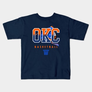 Oklahoma City Retro Basketball Kids T-Shirt